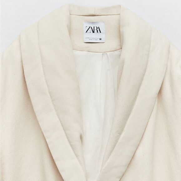 ZARA BELTED DENIM PUFFER JACKET - Picture 8 of 11